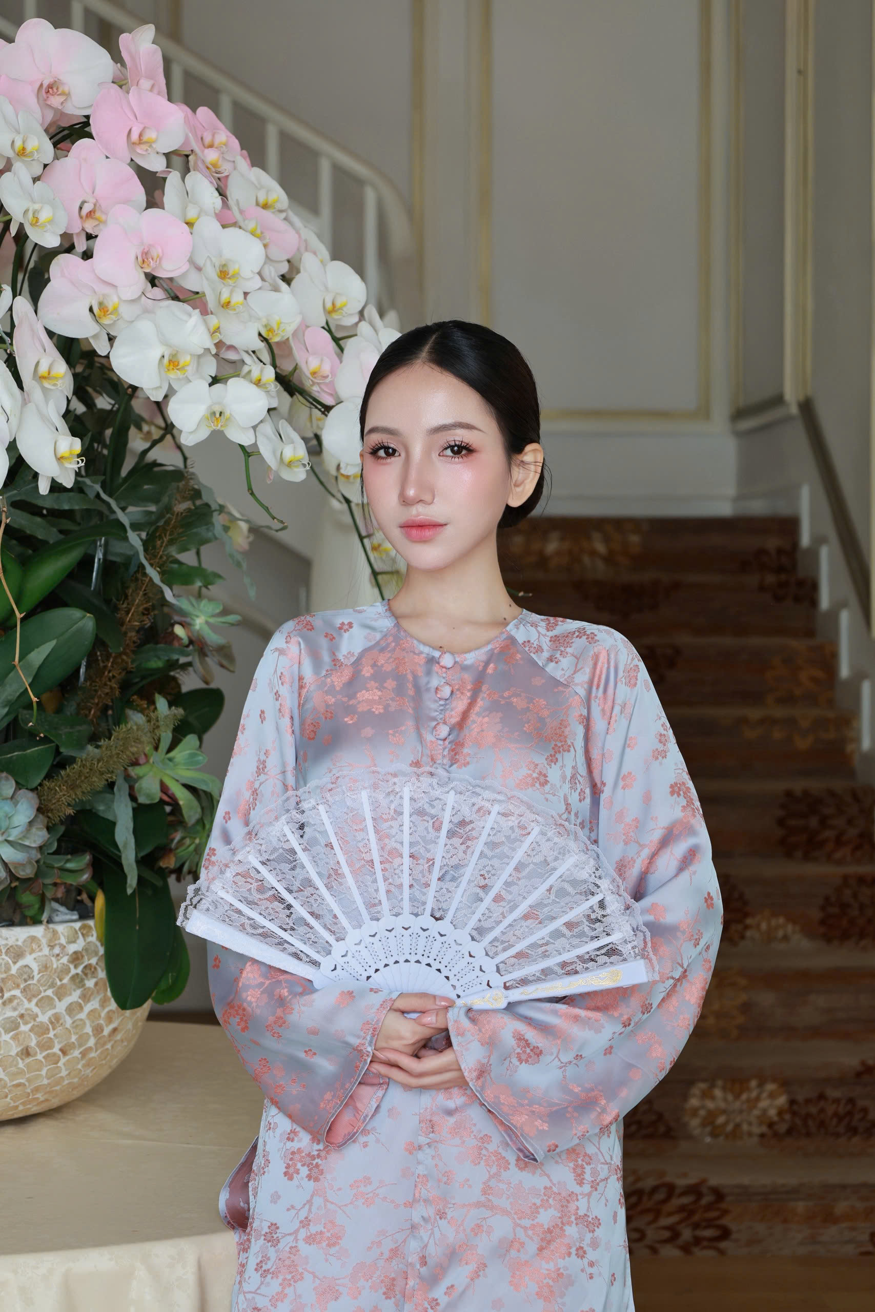 Pháp Phục Bà Ba lụa tơ tằm hoạ tiết KT1 - ảnh 7